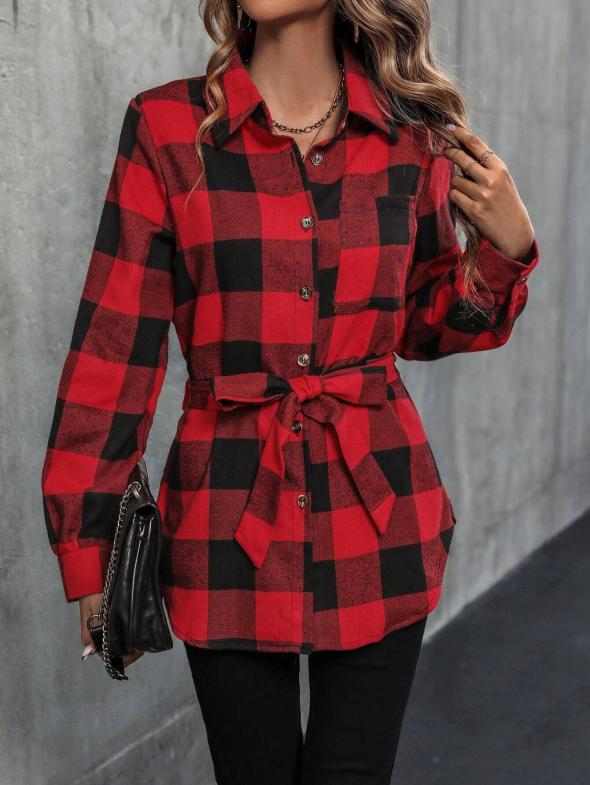 Burgundy Cotton Checked Oversized Shirt  |  Womens Shirts & Blouses Clothing Shirts & Blouses