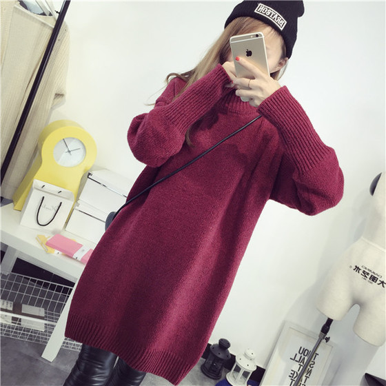 Burgundy Knit Roll Neck Mini Jumper Dress  |  Womens Jumpers & Cardigans Clothing Jumpers & Cardigans