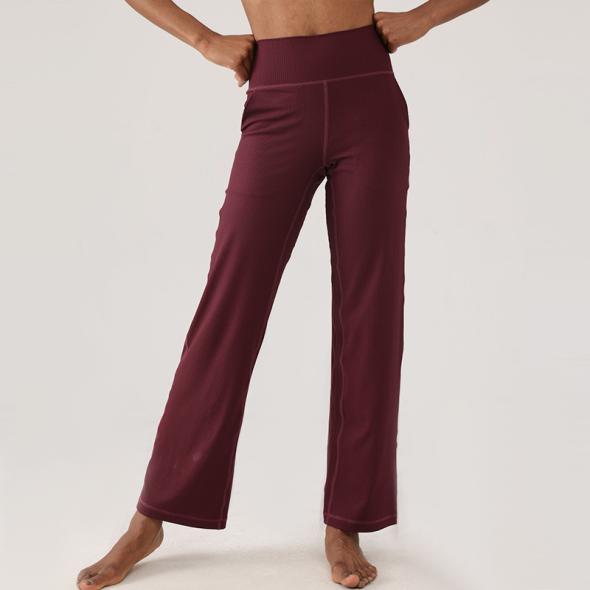 Burgundy Ribbed Wide Leg Trousers  |  Womens Trousers Clothing Trousers