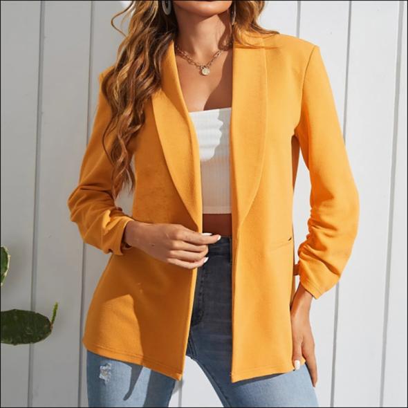 Camel Ruched Sleeve Blazer  |  Womens Blazers Blazers Blazers