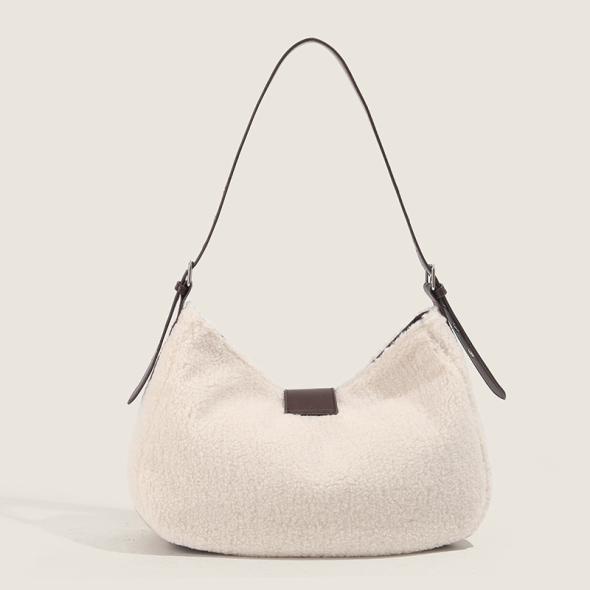 Cream Borg Shoulder Bag  |  Womens Bags Accessories Bags