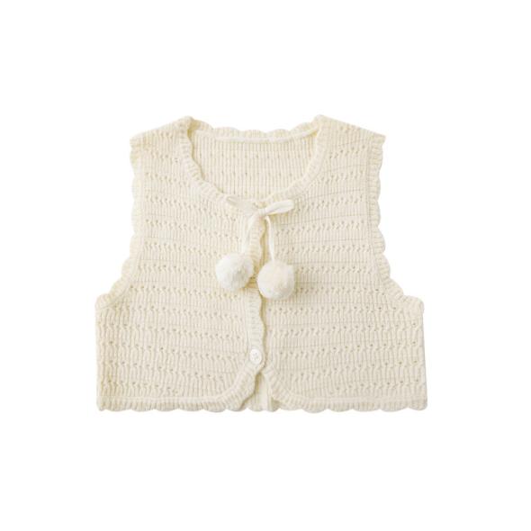 Cream Wave-Knit Tie-Front Waistcoat  |  Womens Waistcoats Clothing Waistcoats