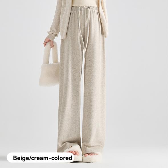 Cream Wide Leg Joggers  |  Womens Trousers Basics Basics