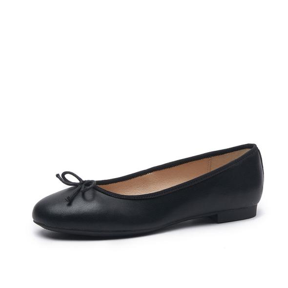 Extra Wide Fit Black Leather-Look Bow Front Ballerina Pumps  |  Womens Ballet Pumps Ballet Pumps Ballet Pumps