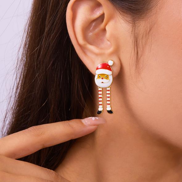 Gold Tone Christmas Tassel Santa Earrings  |  Womens Jewellery Accessories Jewellery