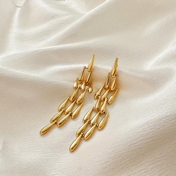 Gold Tone Tapered Chain Drop Earrings  |  Womens Jewellery Accessories Jewellery