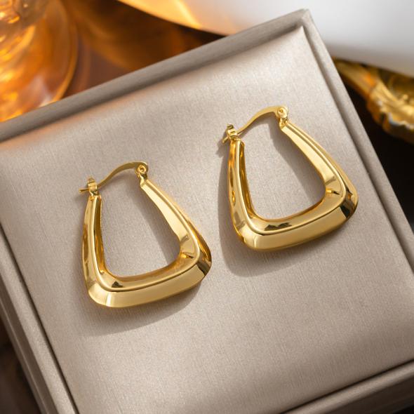 Gold Tone Triangle Hoop Earrings  |  Womens Jewellery Accessories Jewellery