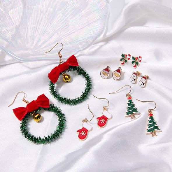 Green Christmas Wreath Hoop Earrings  |  Womens Jewellery Accessories Jewellery