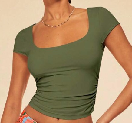 Green Low Back Crop Top  |  Womens Co-Ords Clothing Co-Ords