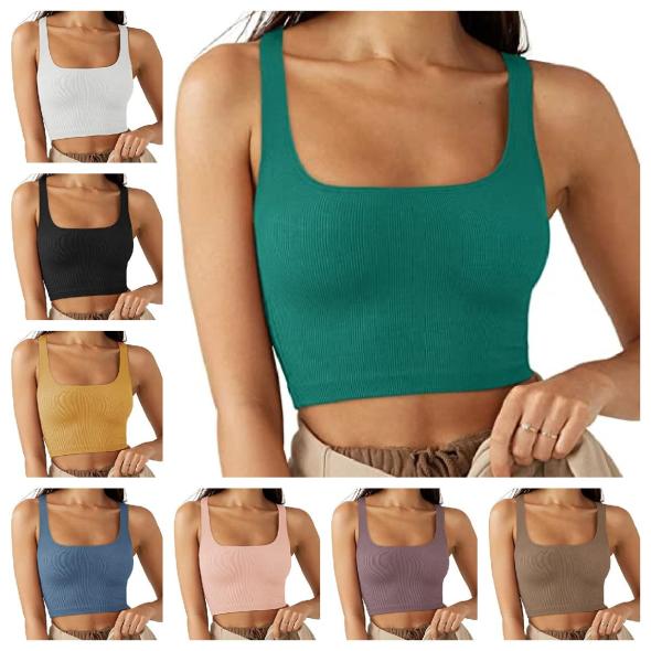 Green Square Neck Crop Top  |  Womens Going Out Clothing Going Out