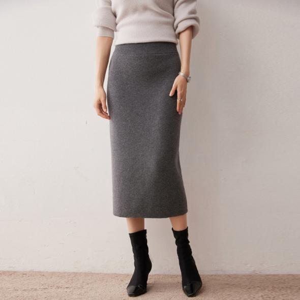 Grey Compact Knit Midi Skirt  |  Womens Skirts Clothing Jumpers & Cardigans