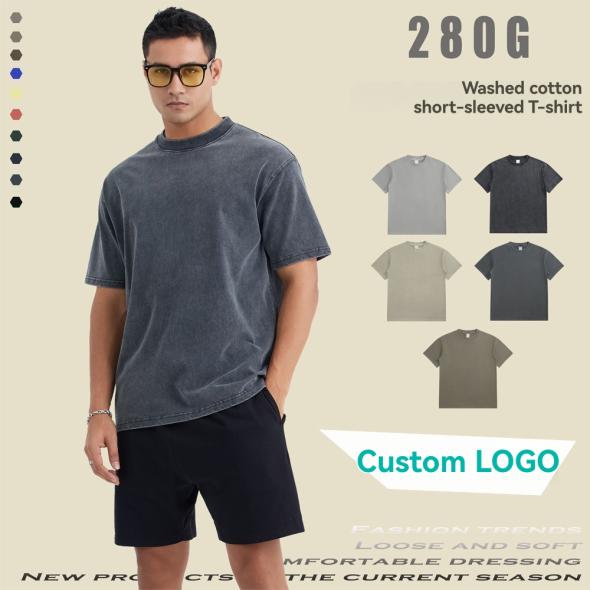 Grey Cotton Acid Wash Oversized T-Shirt  |  Mens T-Shirt & Polos Clothing Mens