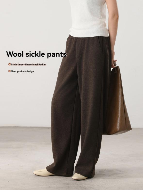 Grey Elasticated Wide Leg Trousers  |  Womens Trousers Clothing Trousers