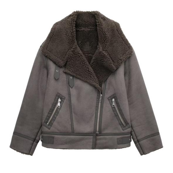 Grey Faux Leather Cropped Aviator Jacket  |  Womens Coats & Jackets Clothing Coats & Jackets