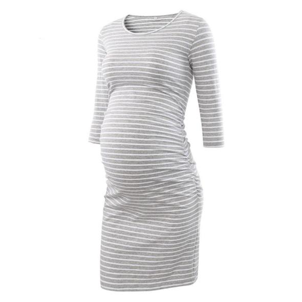 Grey Gathered Long Sleeve Stripe Jersey Mini Dress  |  Womens Dresses Clothing Dresses