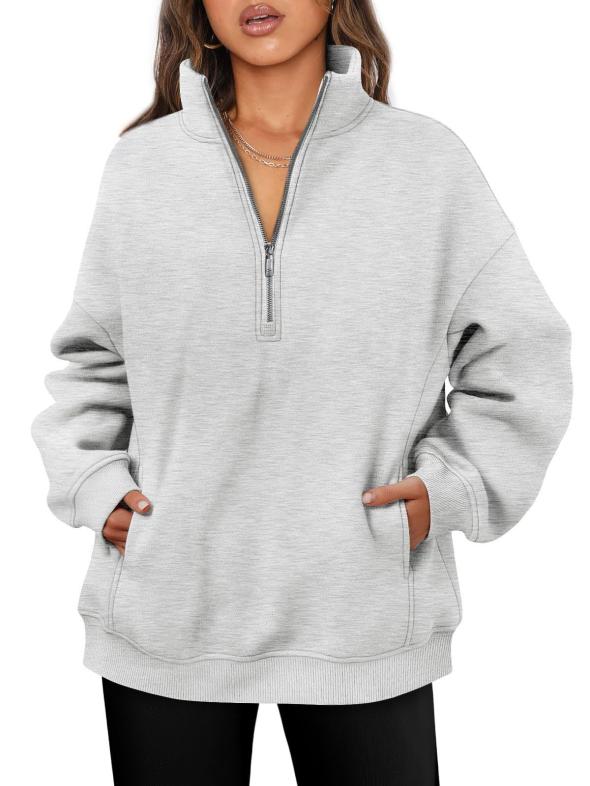 Grey Half Zip Sweatshirt  |  Womens Lounge & Sports Clothing Hoodies & Sweatshirts