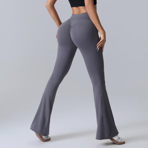 Grey High Waist Flared Leggings  |  Womens Leggings Clothing Leggings