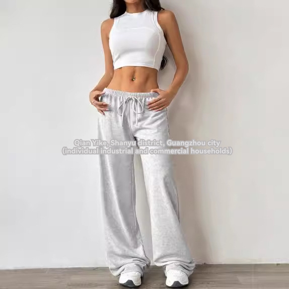 Grey Jersey Wide Leg Joggers  |  Womens Lounge & Sports Clothing Lounge & Sports