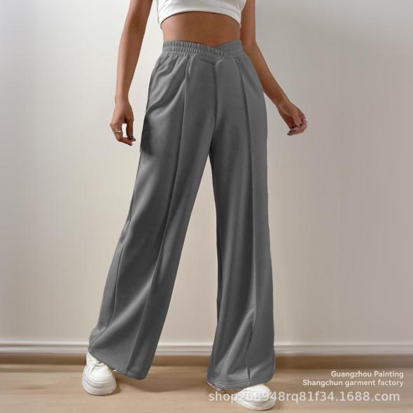 Grey Marl High Waist Tailored Wide Leg Trousers  |  Womens Suits & Tailoring Clothing Suits & Tailoring