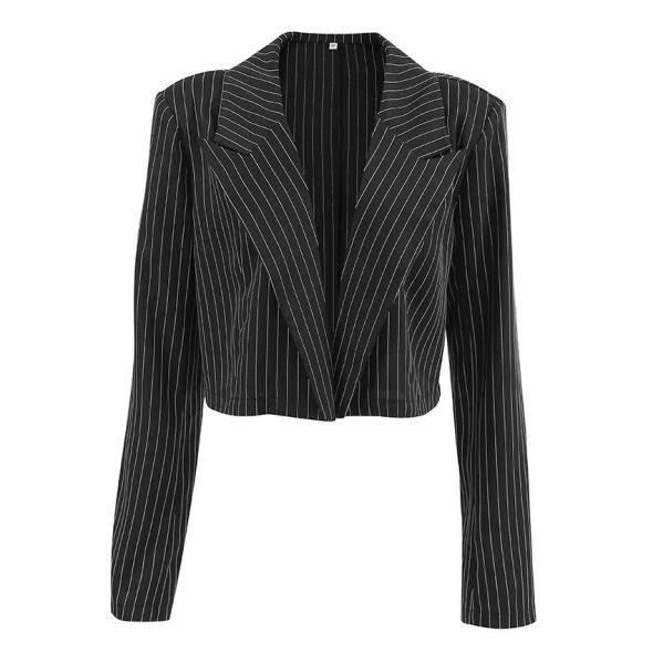 Grey Pinstripe Cropped Blazer  |  Womens Suits & Tailoring Blazers Blazers