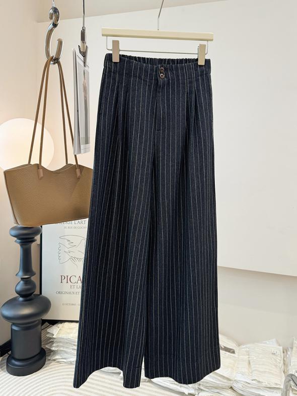 Grey Pinstriped Wide Leg Tailored Trousers  |  Womens Suits & Tailoring Clothing Suits & Tailoring