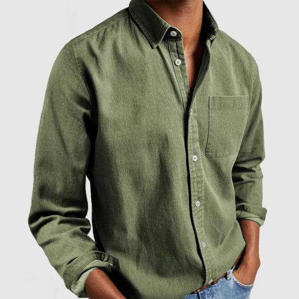 Khaki Linen Blend Long Sleeve Oversized Shirt  |  Mens Shirts Clothing Mens