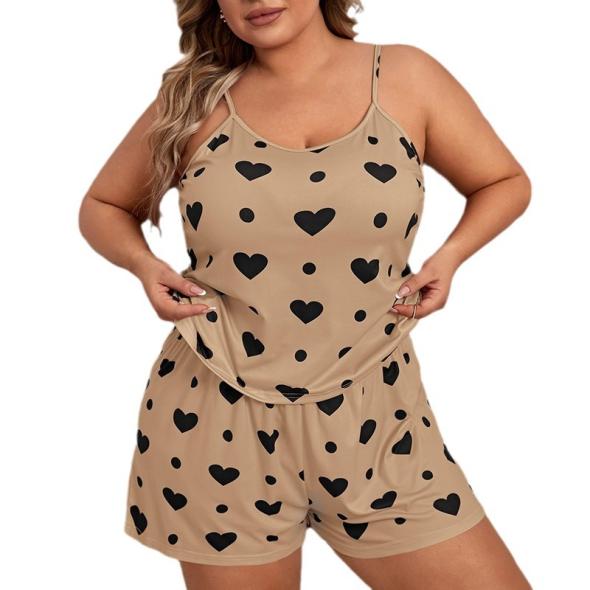 Light Brown Leopard Print Cotton Cami Pyjama Set  |  Womens Nightwear Clothing Nightwear