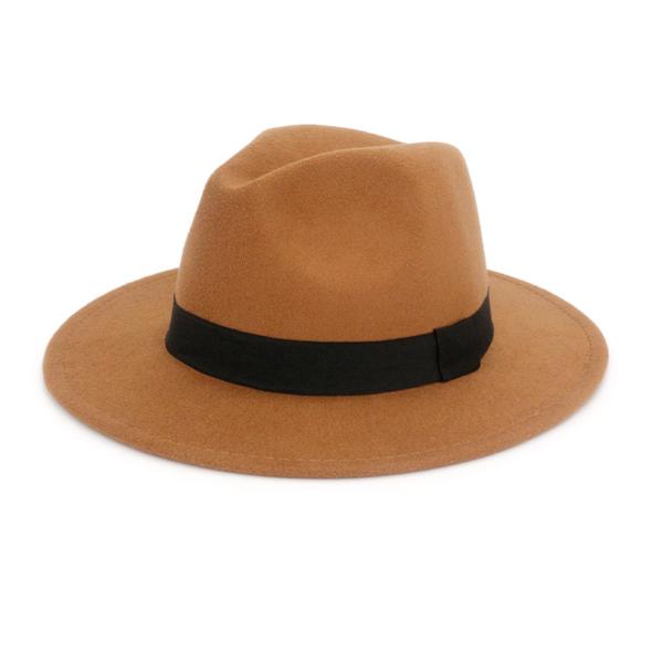 Light Brown Ribbon Trim Fedora  |  Womens Hats Accessories Hats