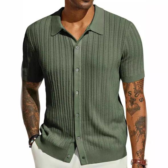 Light Green Ribbed Knit Button Front Relaxed Fit Shirt  |  Mens Jumpers & Cardigans Clothing Jumpers & Cardigans