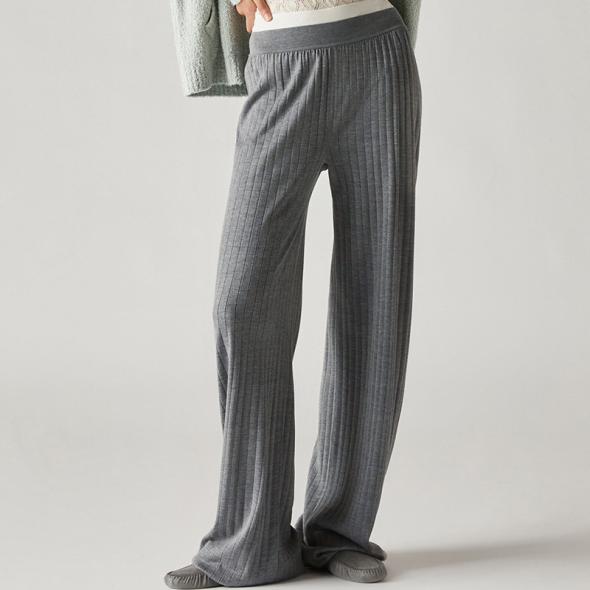 Light Grey Pinstripe Wide Leg Joggers  |  Womens Lounge & Sports Clothing Lounge & Sports