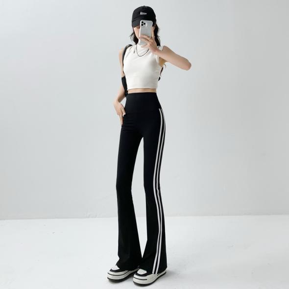 Light Grey Side-Stripe Flare Leggings  |  Womens Leggings Clothing Leggings