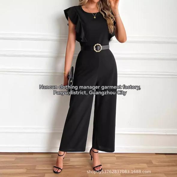 Mela Green Frill Sleeveless Belted Jumpsuit  |  Womens Jumpsuits & Playsuits Clothing Jumpsuits & Playsuits