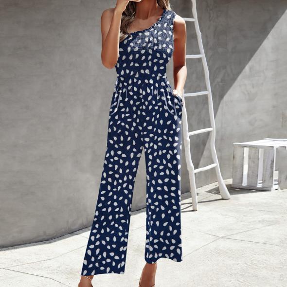 Mela Navy Ditsy Floral Sleeveless Crop Jumpsuit  |  Womens Jumpsuits & Playsuits Clothing Jumpsuits & Playsuits