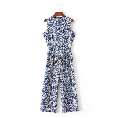 Mela Navy Ditsy Floral Tie Waist Crop Jumpsuit  |  Womens Jumpsuits & Playsuits Clothing Jumpsuits & Playsuits