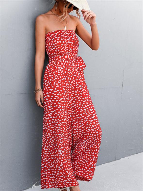 Mela Red Mark Making Belted Wide Leg Crop Jumpsuit  |  Womens Jumpsuits & Playsuits Clothing Jumpsuits & Playsuits