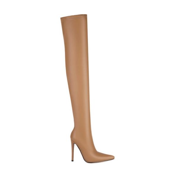 Mink Leather Look Knee High Stiletto Boots  |  Womens Boots Boots Boots