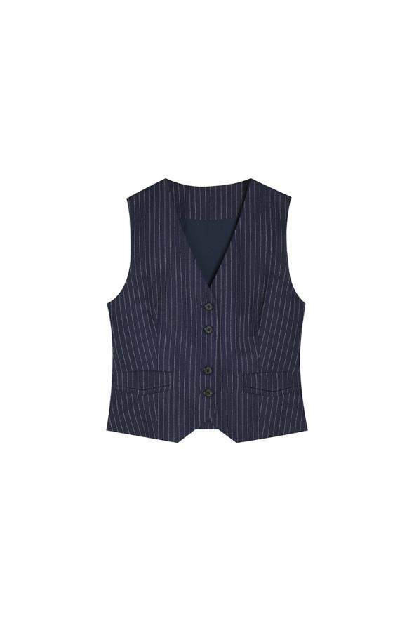 Navy Pinstripe Relaxed Waistcoat  |  Womens Waistcoats Clothing Waistcoats