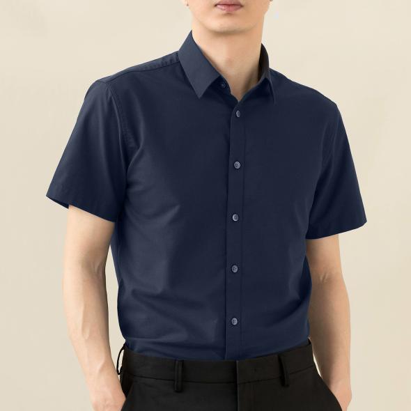 Navy Poplin Regular Fit Short Sleeve Shirt  |  Mens Tailoring & Suits Clothing Mens