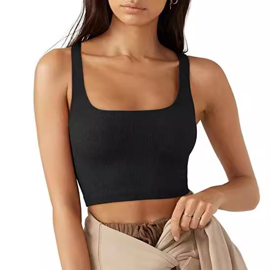 Navy Square Neck Crop Top  |  Womens Going Out Clothing Going Out