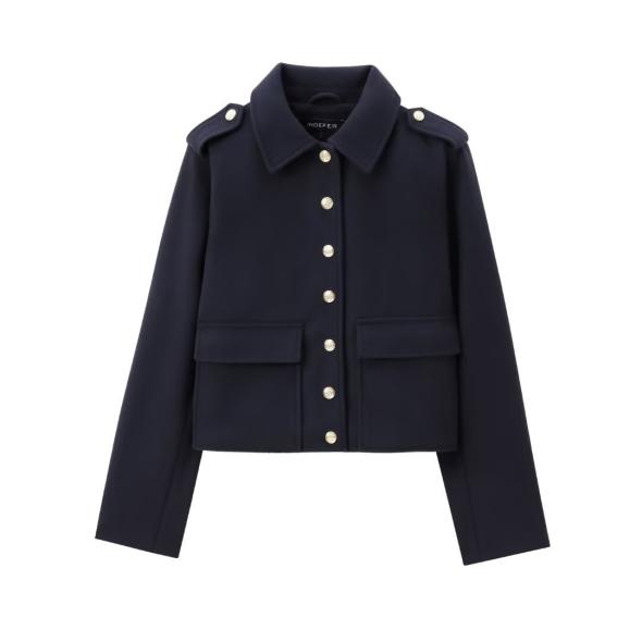 Navy Textured Crop Shacket  |  Womens Coats & Jackets Clothing Coats & Jackets