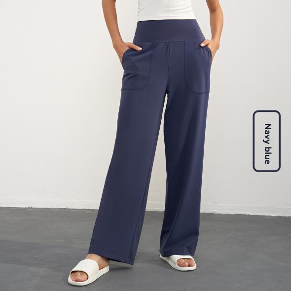 Navy Wide Leg Jersey Tailored Trousers  |  Womens Suits & Tailoring Clothing Suits & Tailoring