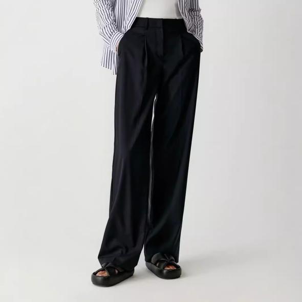 Navy Wide Leg Tailored Trousers  |  Womens Suits & Tailoring Clothing Suits & Tailoring