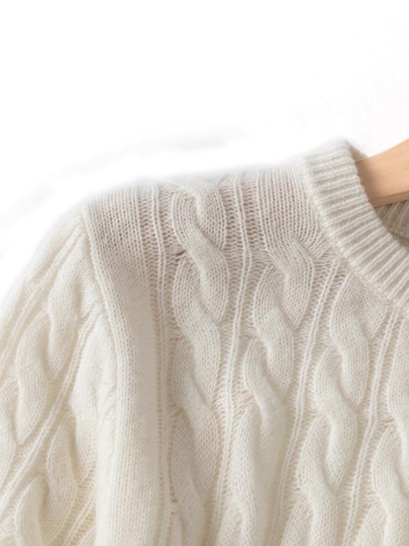 Off White Crew Neck Cable Knit Jumper  |  Womens Jumpers & Cardigans Clothing Jumpers & Cardigans