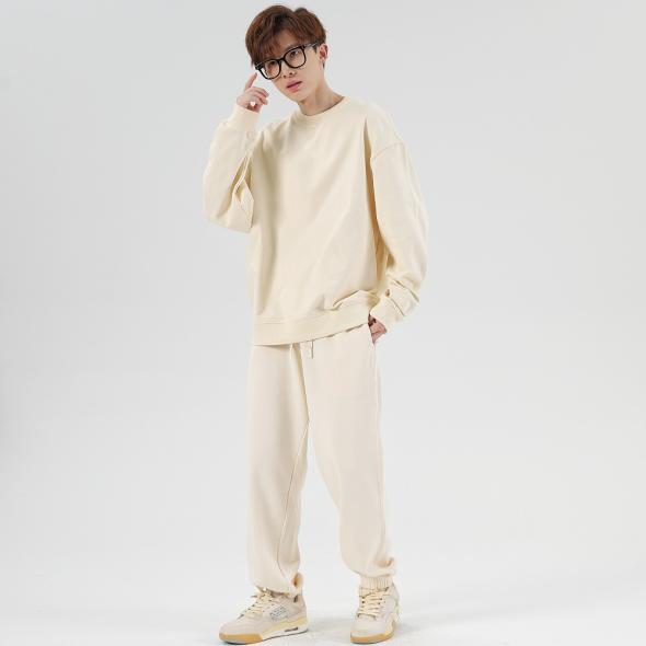 Off White Oversized Crew Neck Sweatshirt  |  Mens Lounge & Sports Basics Basics