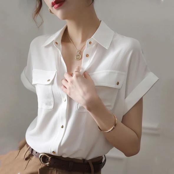 Off White Short Sleeve Shirt  |  Womens Shirts & Blouses Clothing Shirts & Blouses