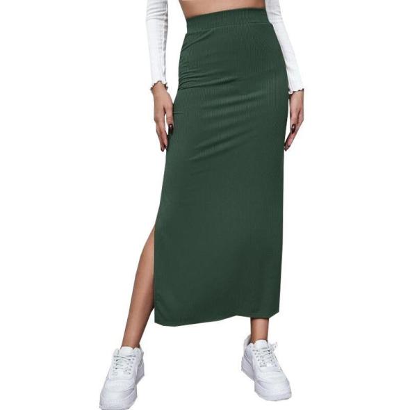 Olive Green Asymmetric Split Hem Maxi Skirt  |  Womens Co-Ords Clothing Co-Ords