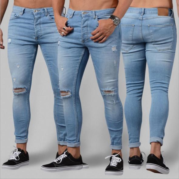 Pale Blue Ripped Knee Hallie Super Skinny Jeans  |  Womens Jeans Clothing Jeans