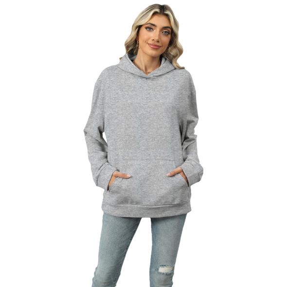 Pale Grey Pocket Front Hoodie  |  Womens Lounge & Sports Clothing Hoodies & Sweatshirts