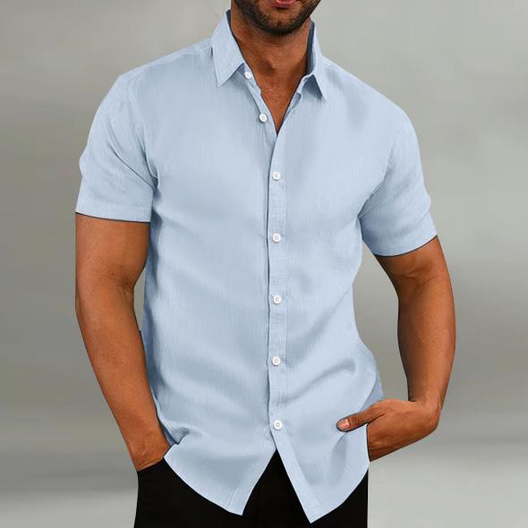 Pale Grey Short Sleeve Muscle Fit Oxford Shirt  |  Mens Muscle Fit Clothing Mens