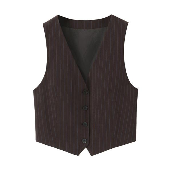 Pink Vanilla Cropped Pinstripe Waistcoat  |  Womens Waistcoats Clothing Waistcoats